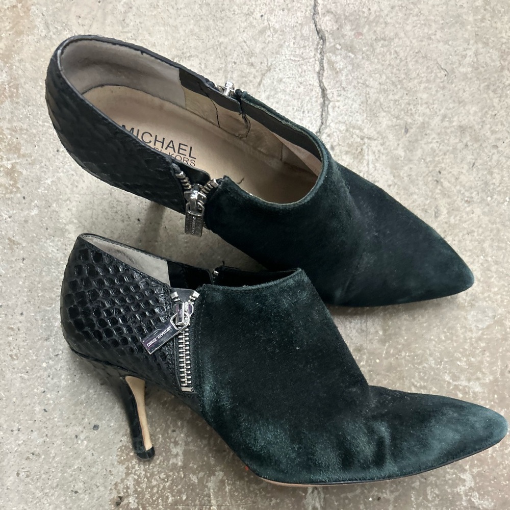 Michael Kors Dark Green Suede Heeled Boots